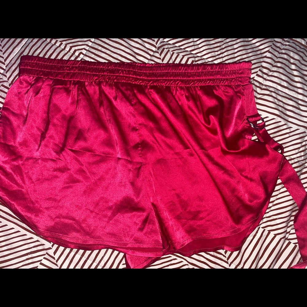 Pink silk shorts